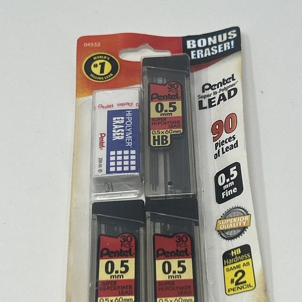 NEW Pentel 90ct Super Hi-Polymer .5mm Mechanical Pencil Lead Refills C25BPHB3-F1